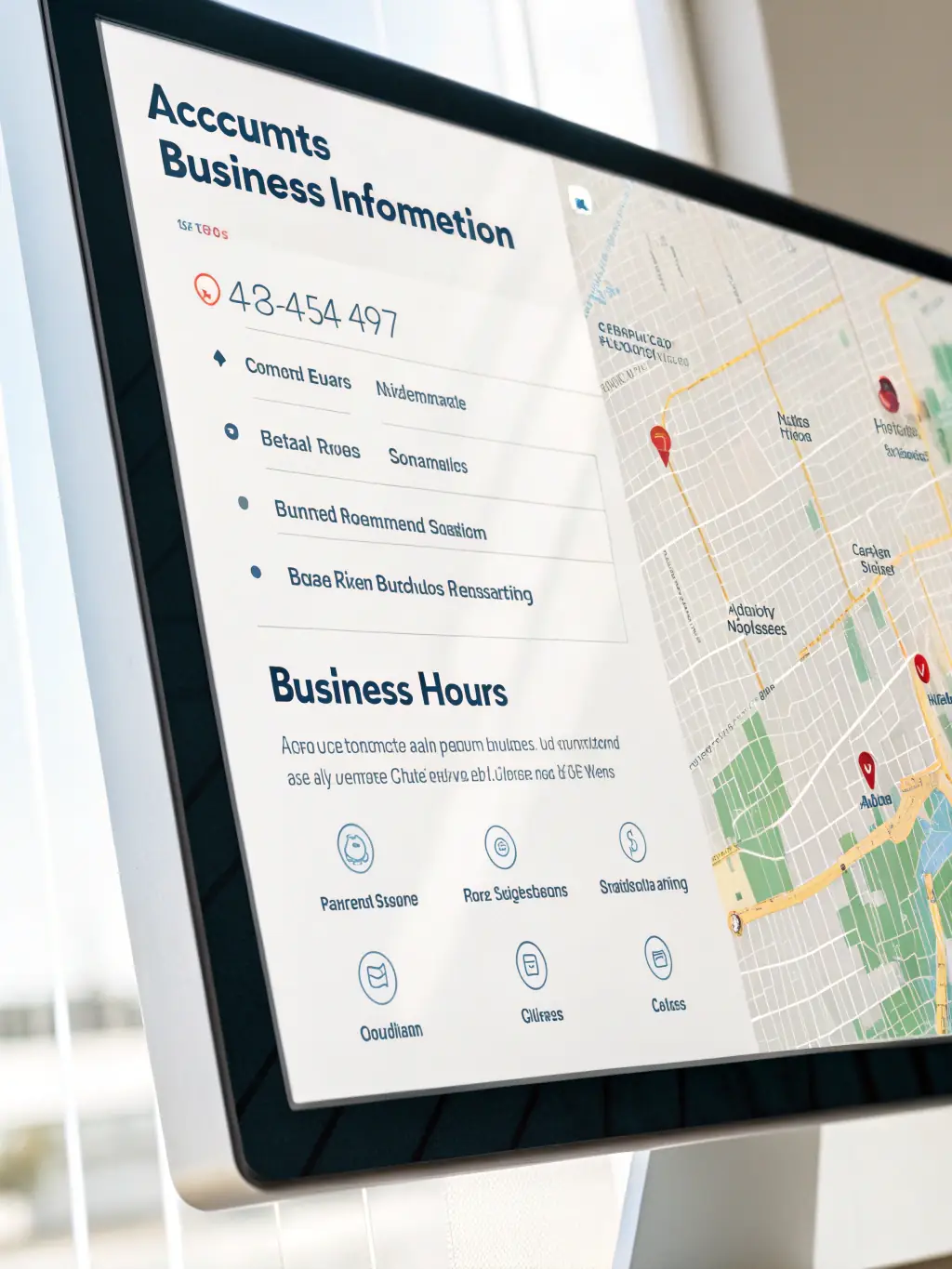 A clean, professional photo of a basic business listing on TownVibe360, showcasing essential information like name, address, and phone number.